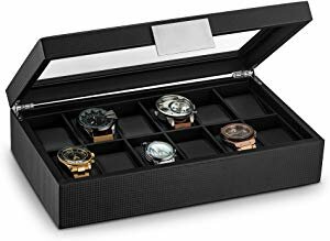 Glenor Co Watch Box for Men – 12 Slot Luxury Carbon Fiber Design Display Case Giveaway