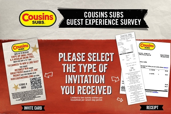 Cousins Subs Guest Survey Sweepstakes